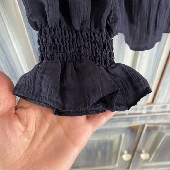 French Connection Boza Ruffle Neck Blouse, Utility Blue - Picture 12 of 14